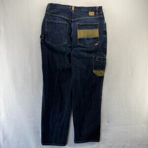 Vintage RP55 Jeans Fits 36x32 Blue Dark Baggy Carpenter Loose Skater leather y2k